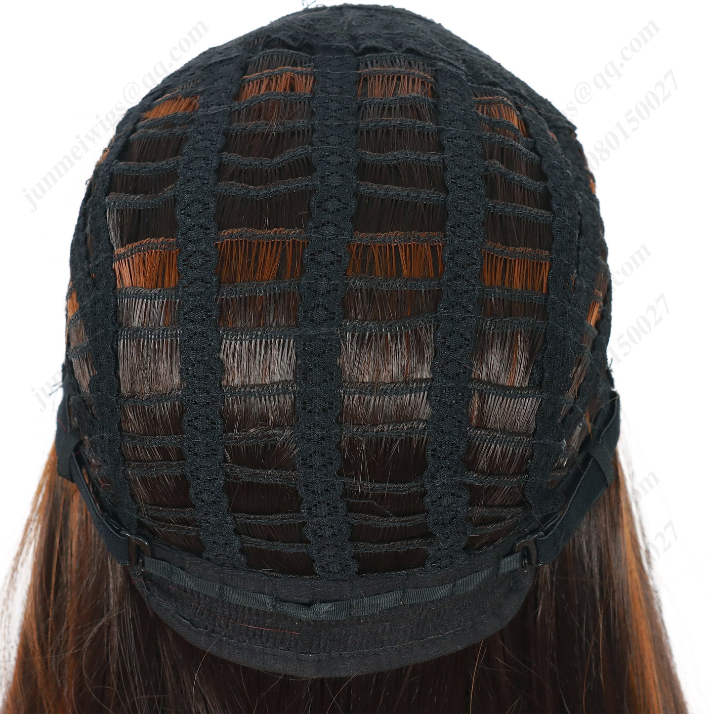 28 Inch T Part Lace Front Wig Straight Black & Brown with Orange Highlights - Statement Ready